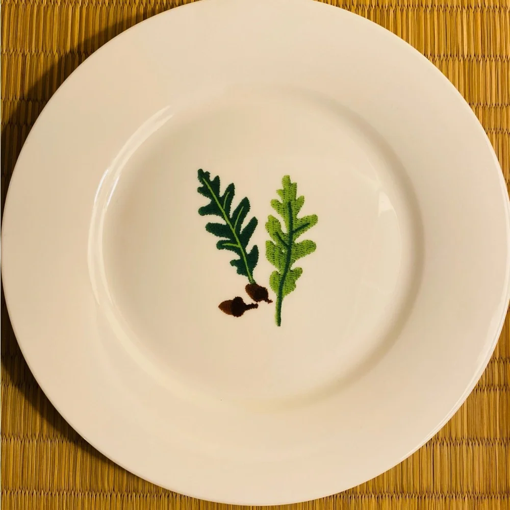 Crate and Barrel Salad Dessert Plates Set of 3 Sprigs Plates Botanical Plates